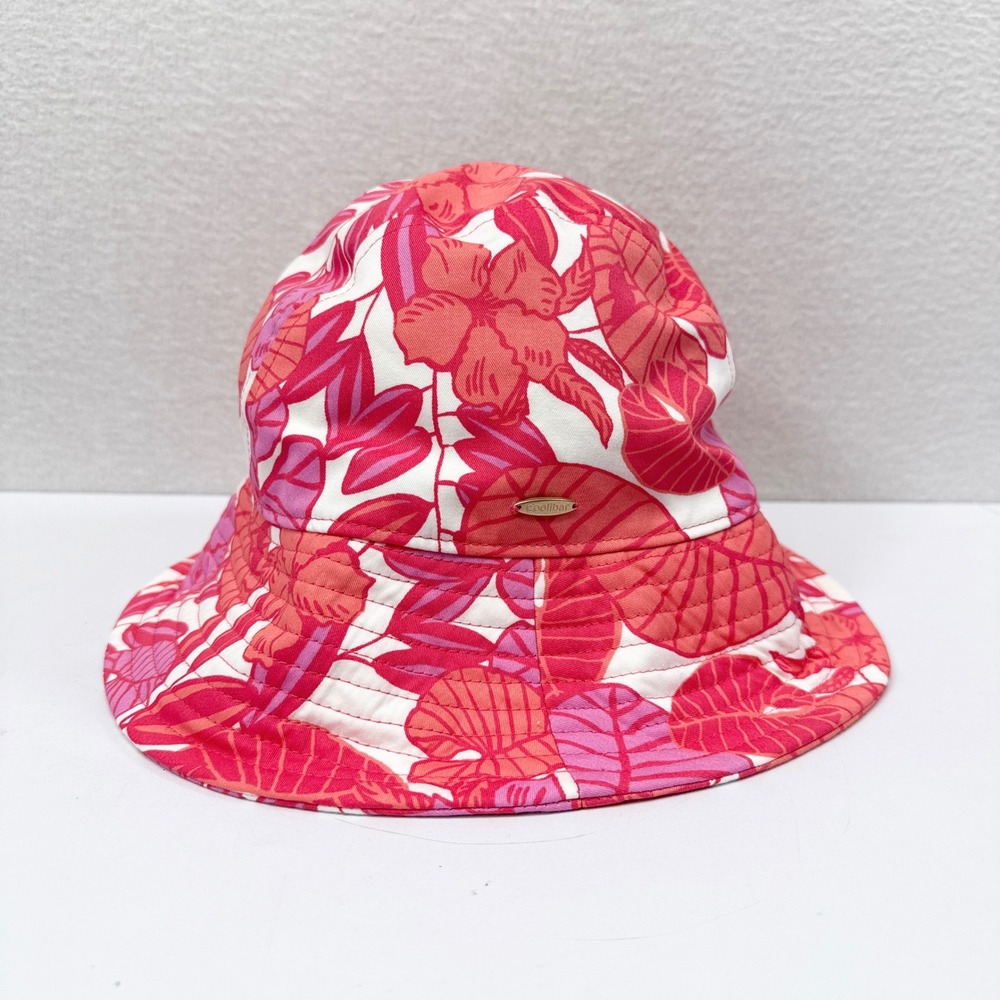 Coolibar Katia Cotton Bucket Hat Size Small / Medium Pink Floral UPF 50+ Beach